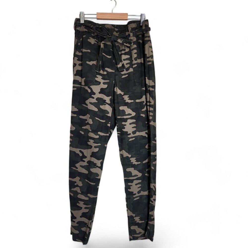 Soho Pants Women's M Camo Linen Drawstring Elastic Waist Casual Pull On